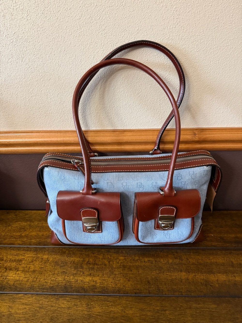 ✨Vintage Dooney & Bourke Y2K Denim Monogram Shoulder Bag Satchel✨ - Picture 2 of 14